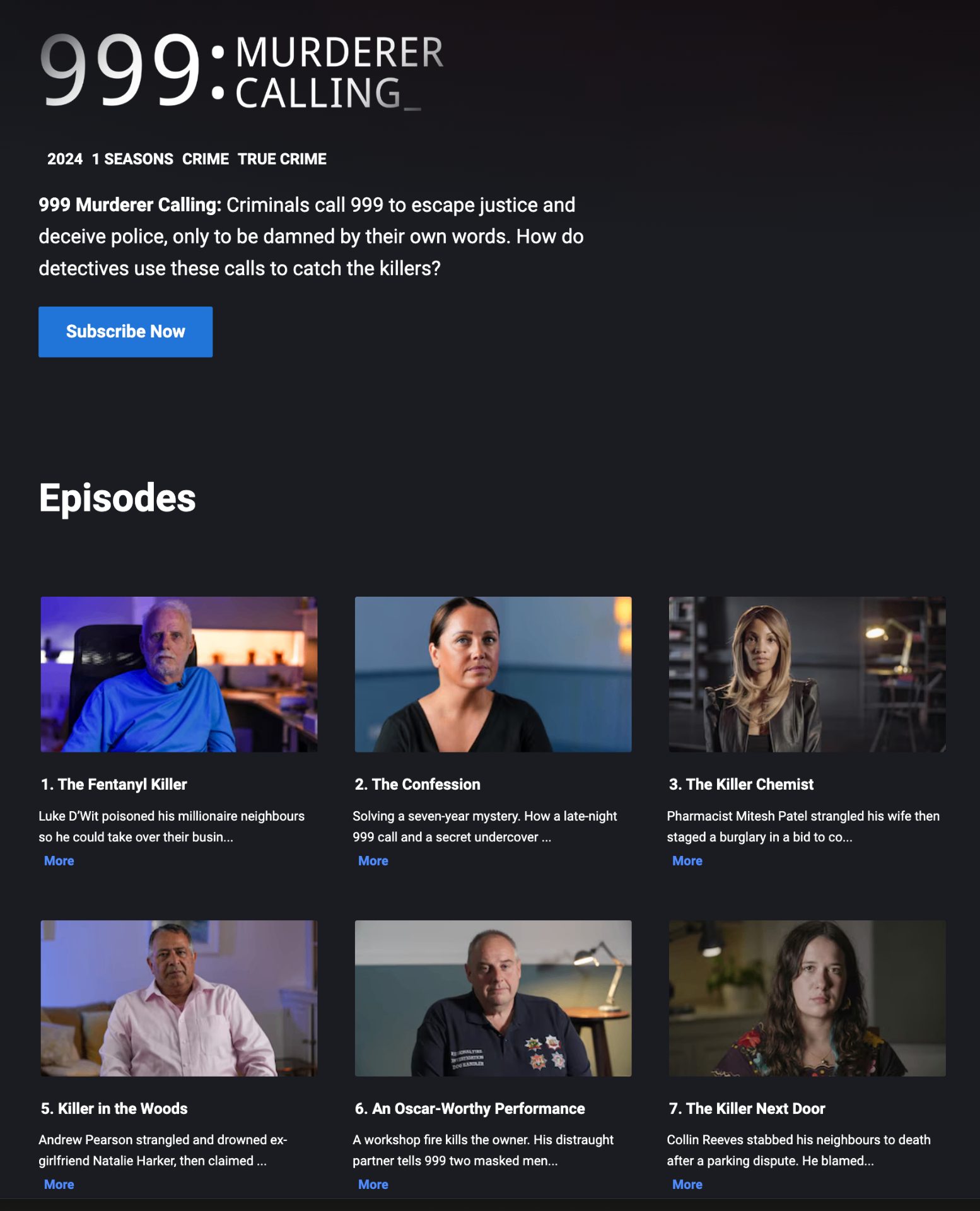 999 Murderer Calling on Discovery+ — episodes page featuring Joseph Naghdi, contributing digital forensics expert
