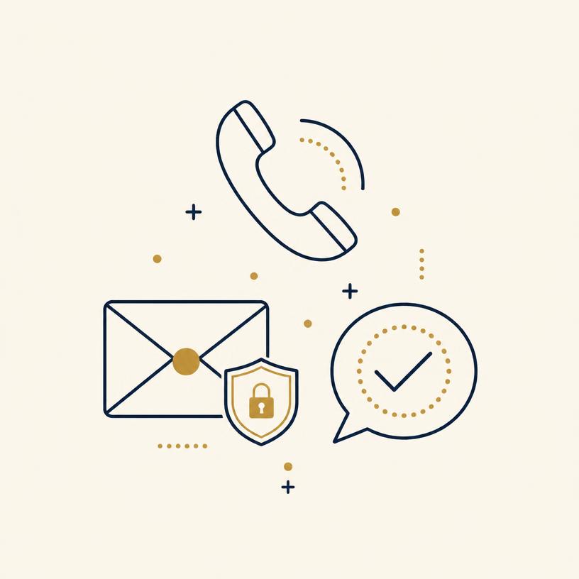 Secure contact options: phone, encrypted email, and confirmed response